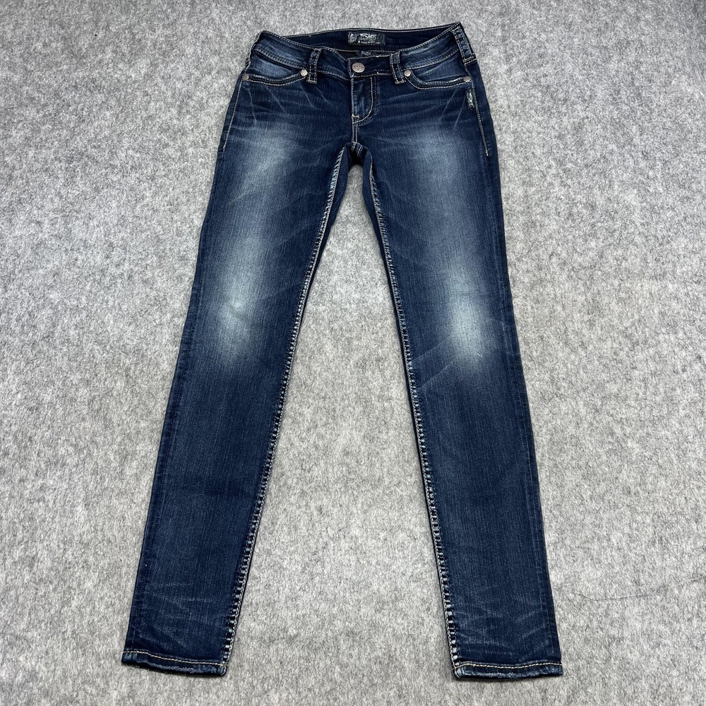 Silver Jeans Womens‎ 27x31 BlueCo Suki Mid Super Skinny Dark Wash Stretch Casual